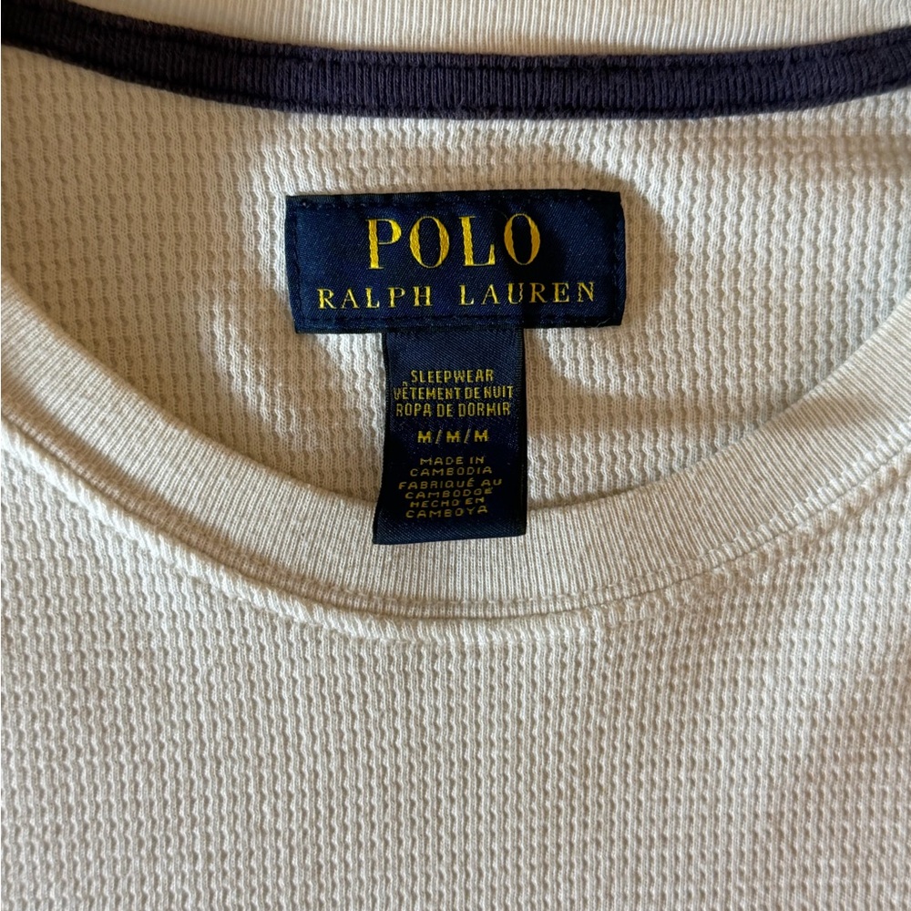 Polo Ralph Lauren Waffle Knit Long Sleeve Shirt Men’s Medium White Sleepwear - Picture 5 of 8